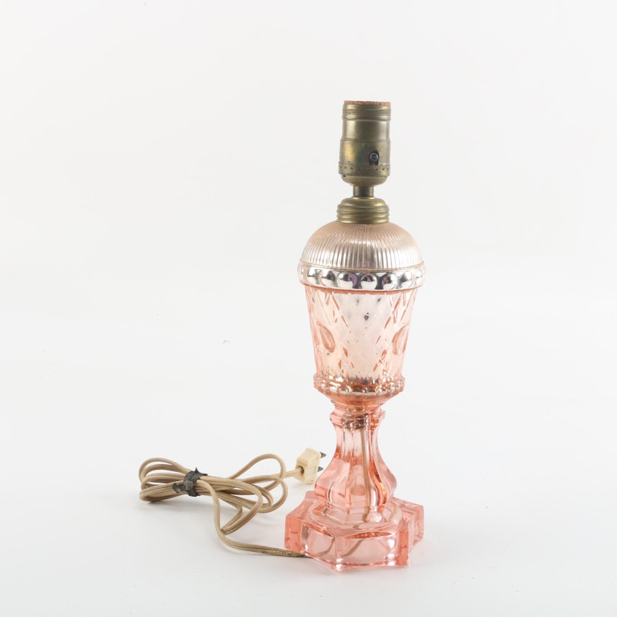 Vintage Pink Glass Lamp