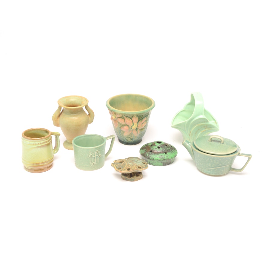 Eclectic Art Pottery Collection Including Imperial, McCoy, Weller and Roseville