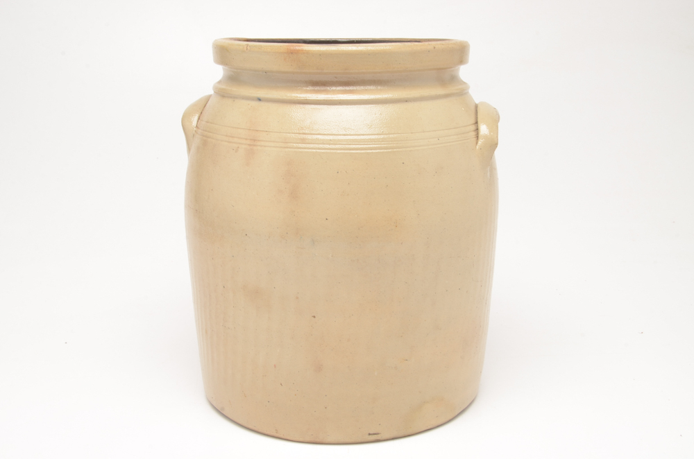 Vintage Two Gallon Utica New York Blue Bird Salt Glazed Stoneware Crock