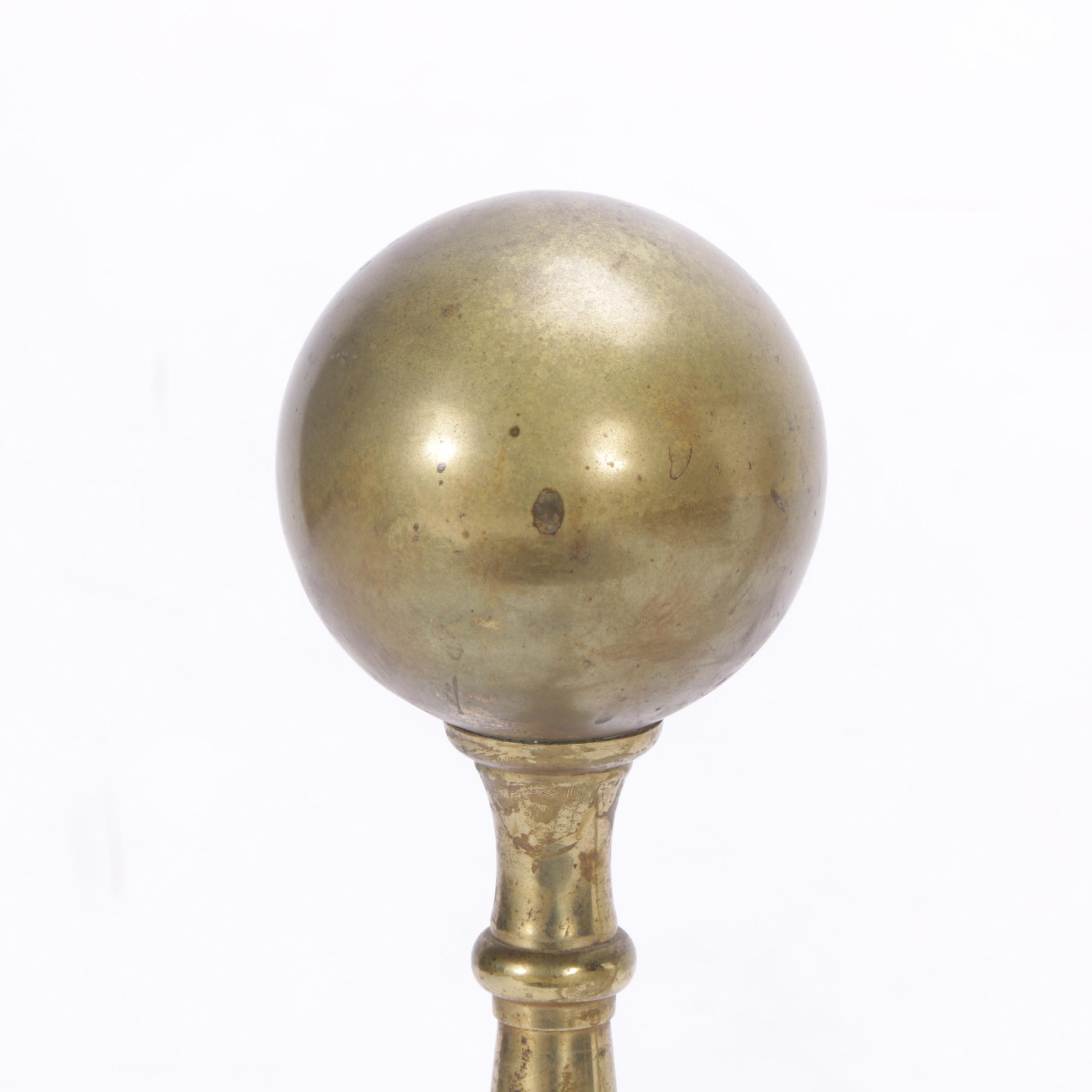 Vintage Chippendale Style Ball Top Brass Andirons