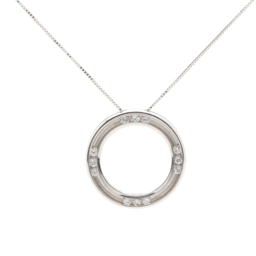 14K White Gold Diamond Necklace