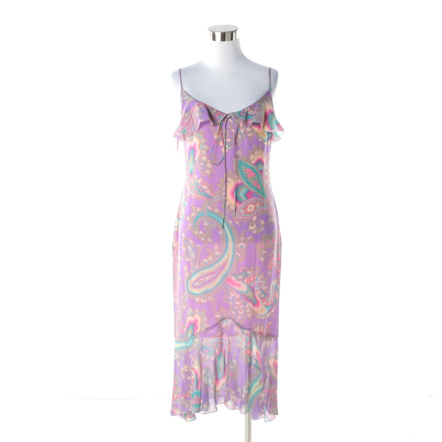 Women's Circa 1990s Emanuel Ungaro Lavender Paisley Print Midi Dress