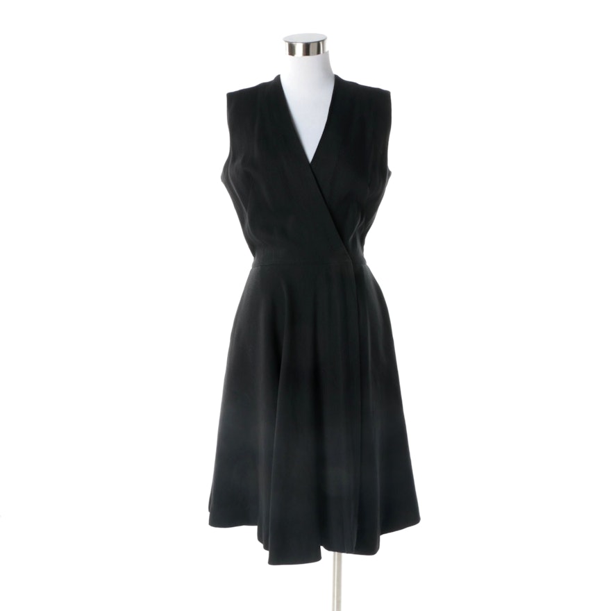 Women's Circa 1970s Vintage Anne Fogarty Black Rib Knit Sleeveless Dress