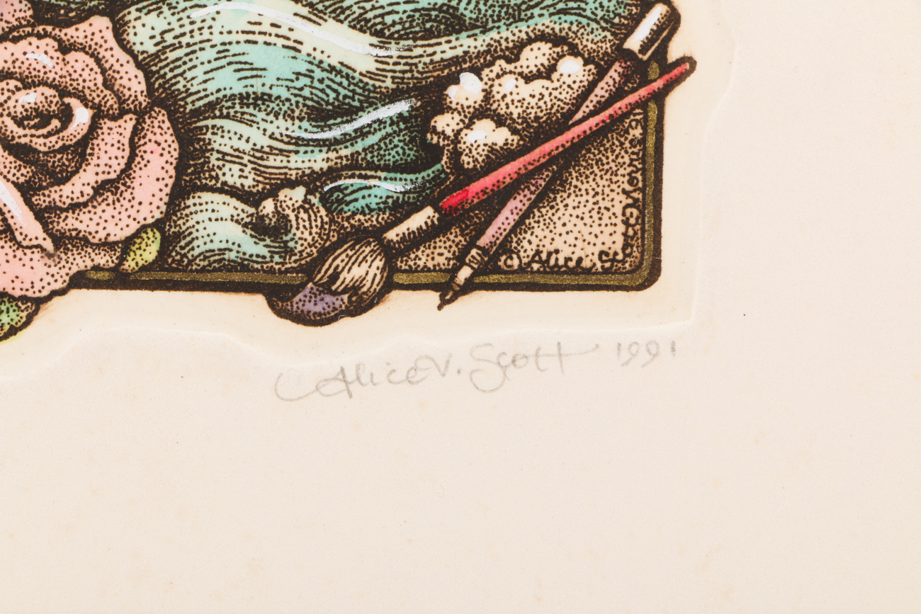 Pair of Signed Hand-Colored Etchings