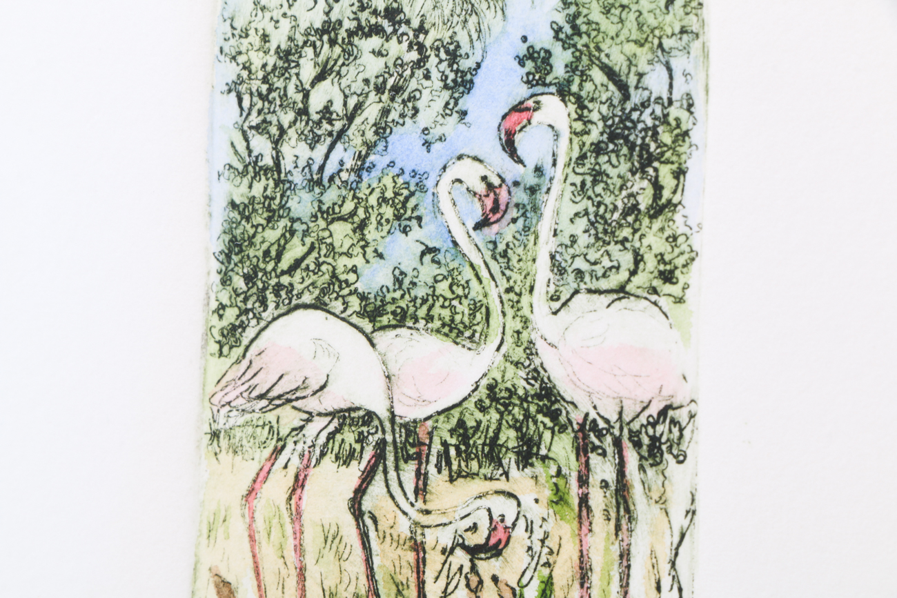 Pair of Signed Hand-Colored Etchings