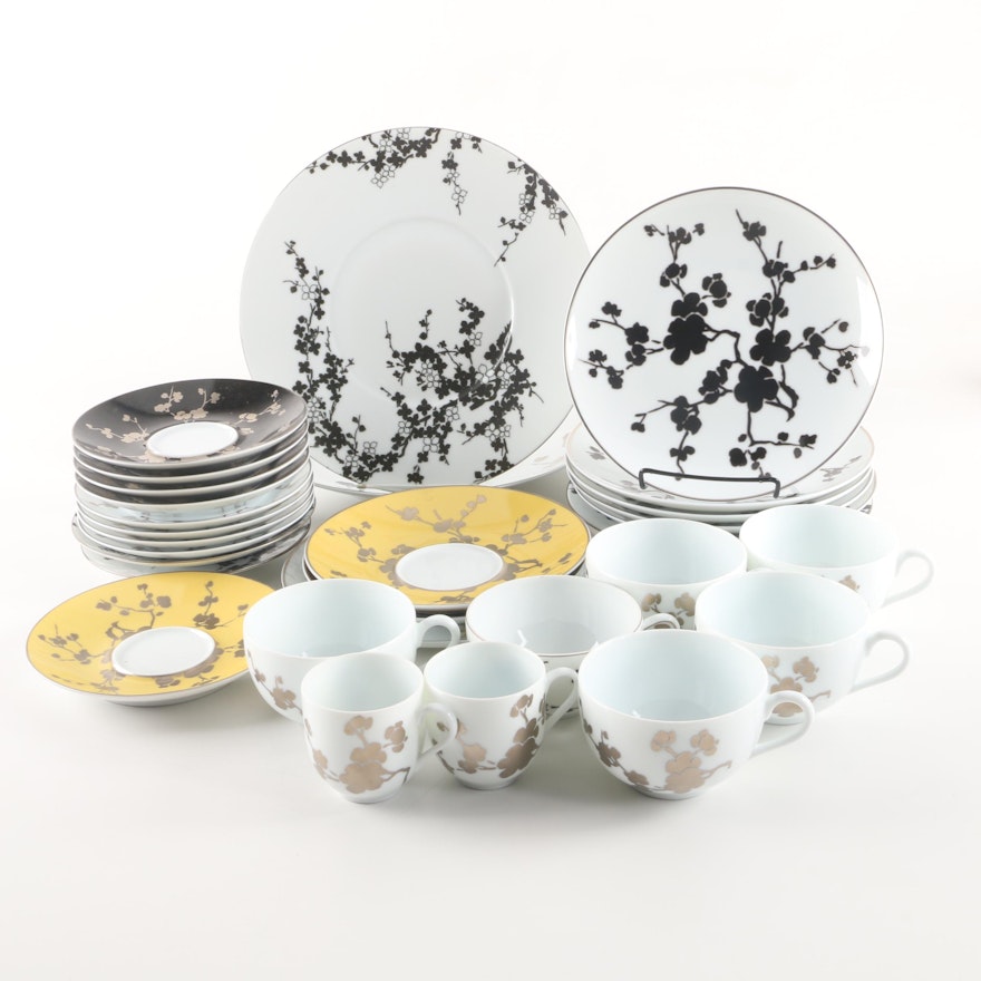 Raynaud Limoges "Ombrages" and Jaune de Chrome "Clematites" Tableware