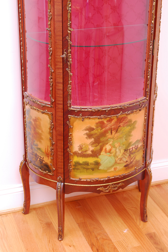 Spanish Louis XV Style Vitrine with Ormolu and Hand-Painted Panels by Soriano