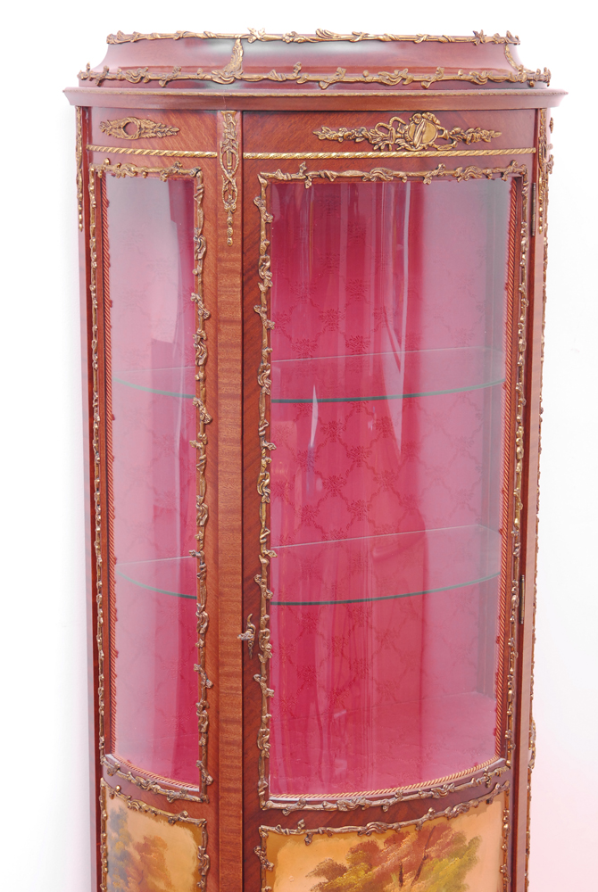 Spanish Louis XV Style Vitrine with Ormolu and Hand-Painted Panels by Soriano