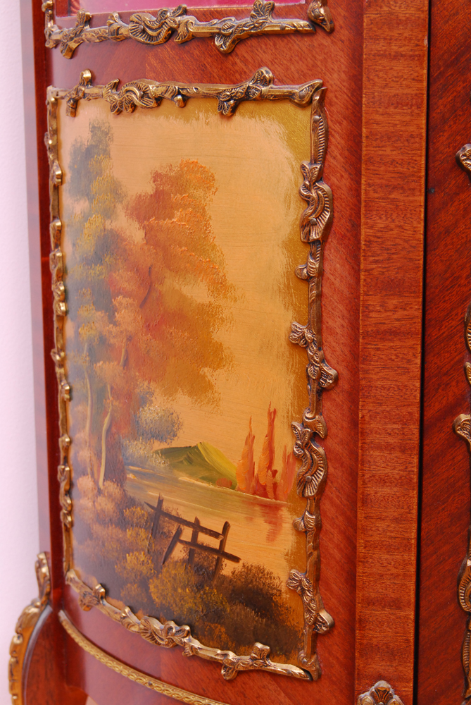Spanish Louis XV Style Vitrine with Ormolu and Hand-Painted Panels by Soriano