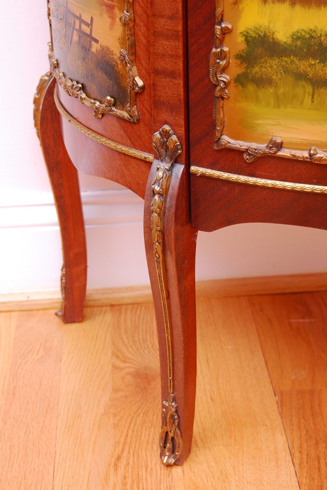 Spanish Louis XV Style Vitrine with Ormolu and Hand-Painted Panels by Soriano