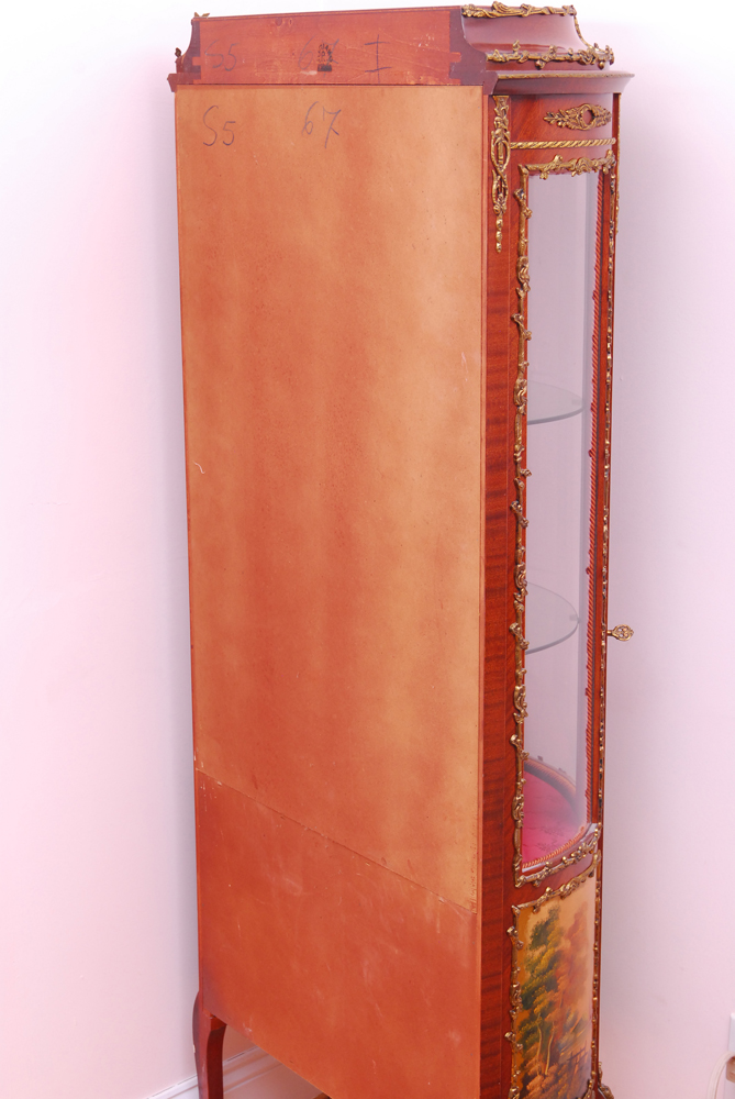 Spanish Louis XV Style Vitrine with Ormolu and Hand-Painted Panels by Soriano