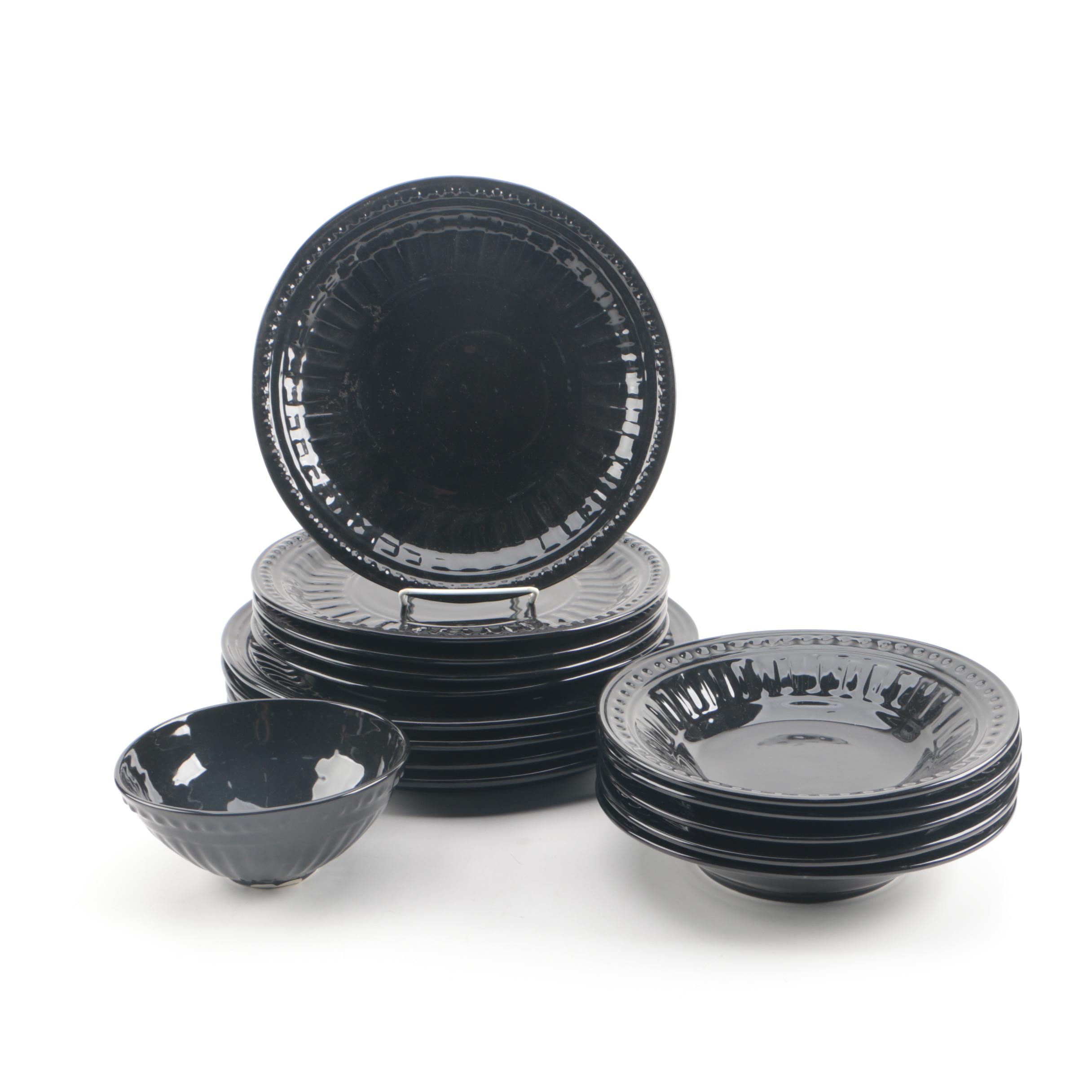 Frances Palmer Buffalo Pottery Glossy Black Ceramic Tableware