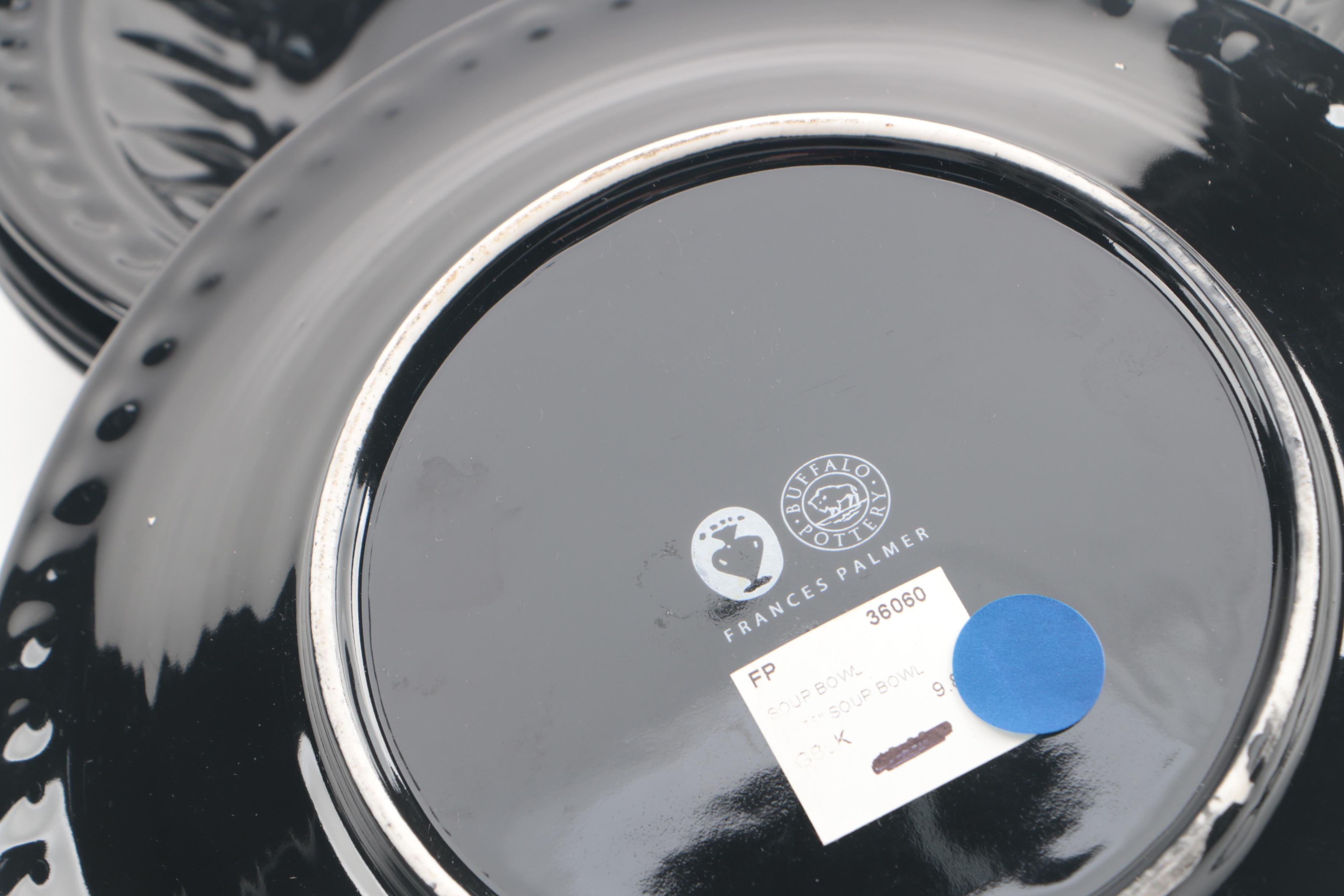 Frances Palmer Buffalo Pottery Glossy Black Ceramic Tableware