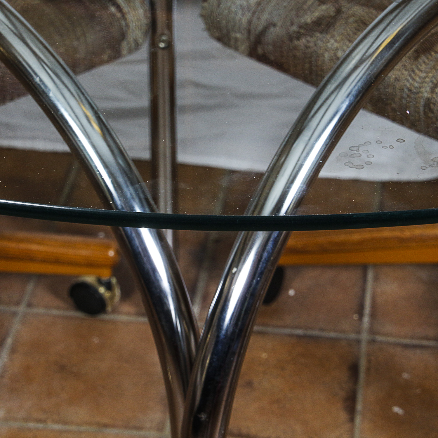 Vintage Glass and Metal Table with Armchairs