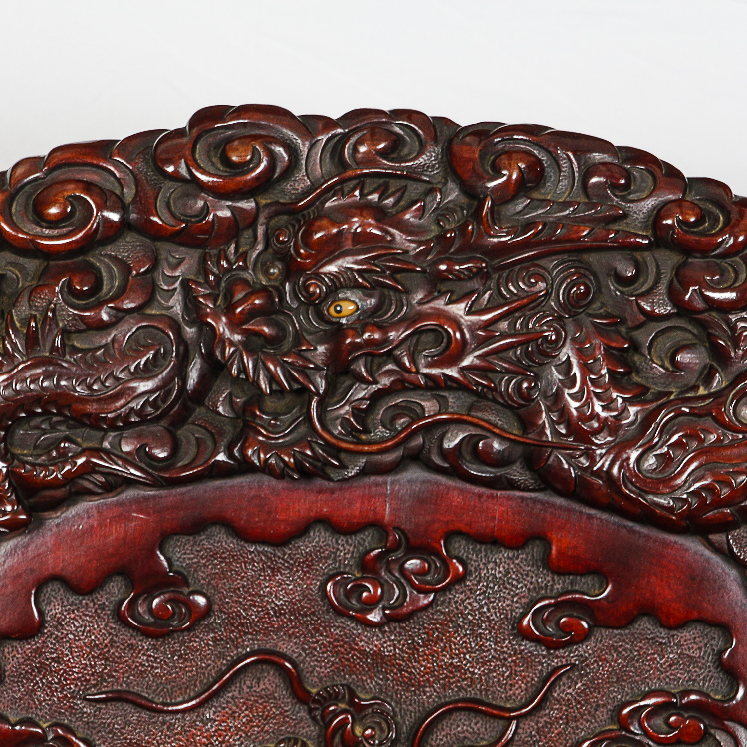 Vintage Chinese Carved Wood Armchair with Dragon Motif