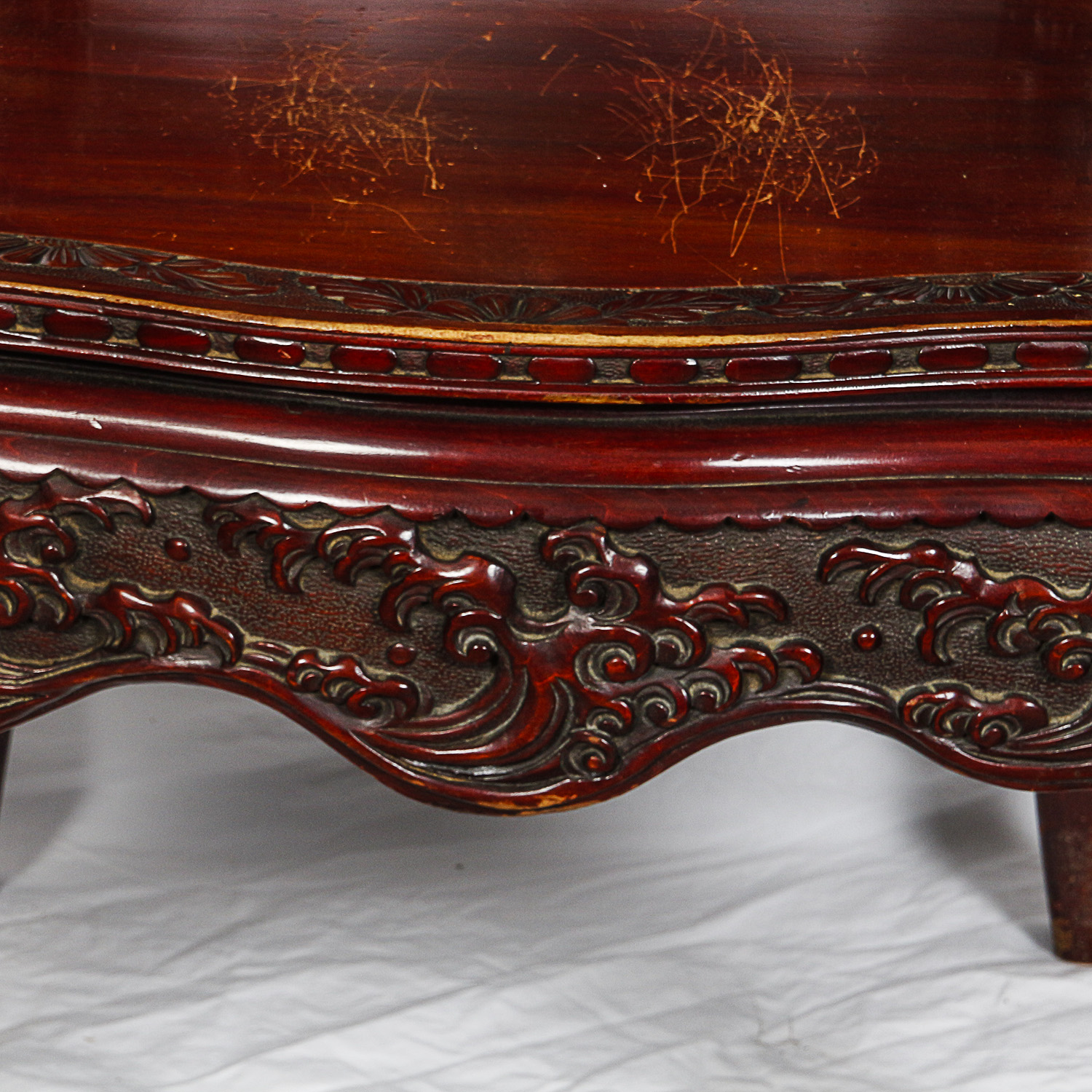 Vintage Chinese Carved Wood Armchair with Dragon Motif