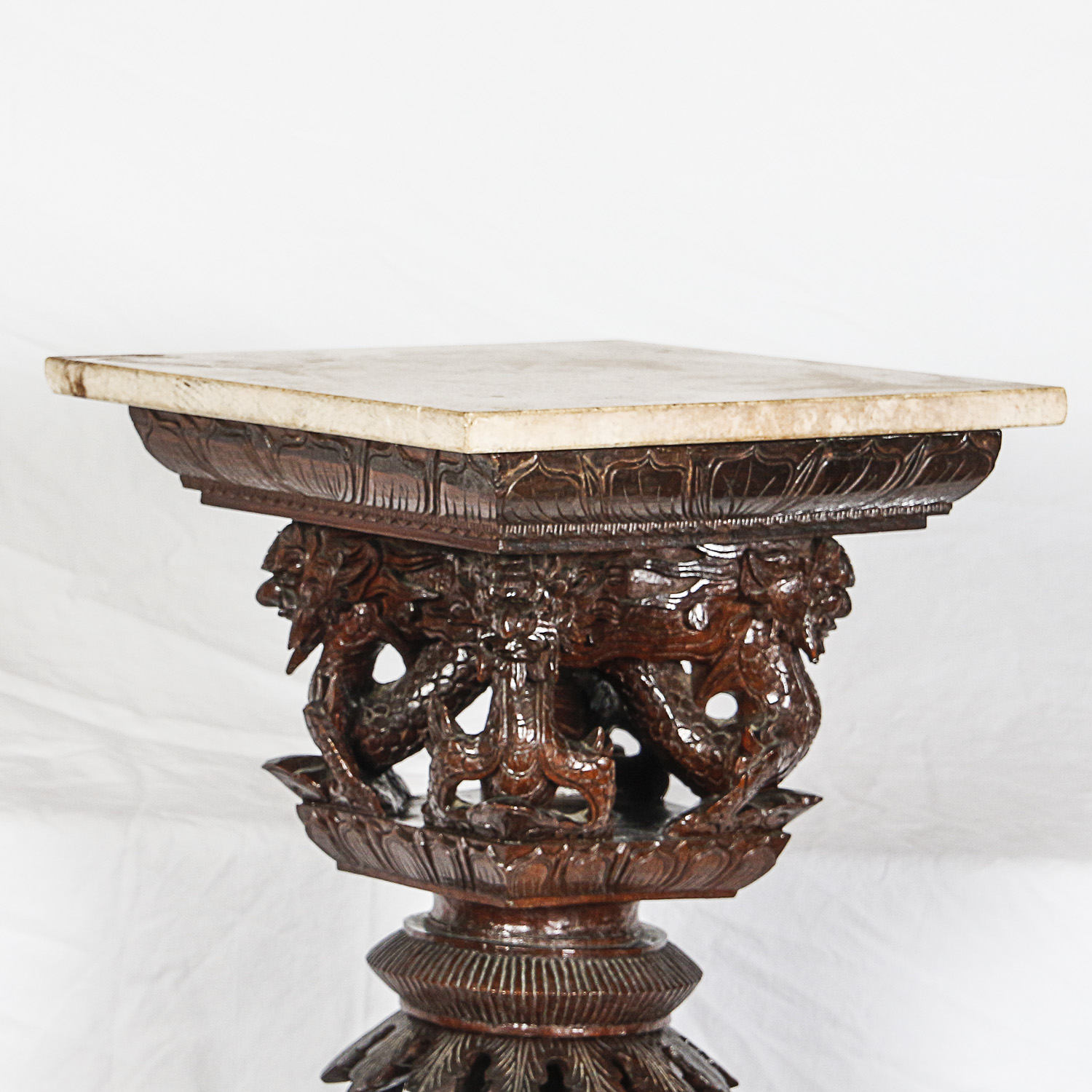 Dragon Carved Stone Top Plant Stand