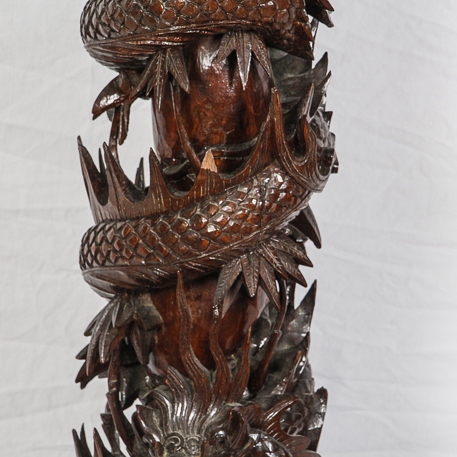 Dragon Carved Stone Top Plant Stand