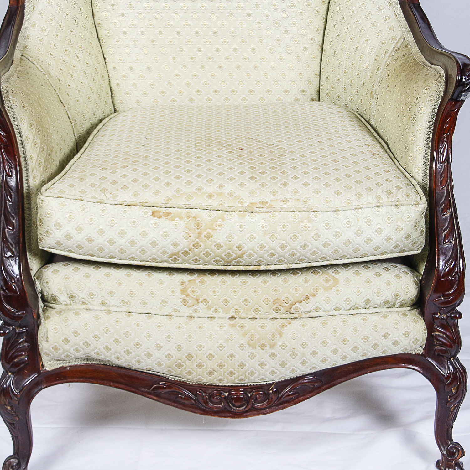 Vintage French Provincial Style Upholstered Wingback Chair