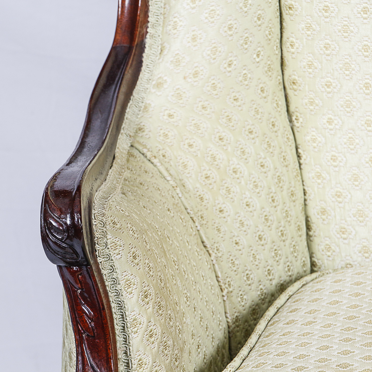 Vintage French Provincial Style Upholstered Wingback Chair