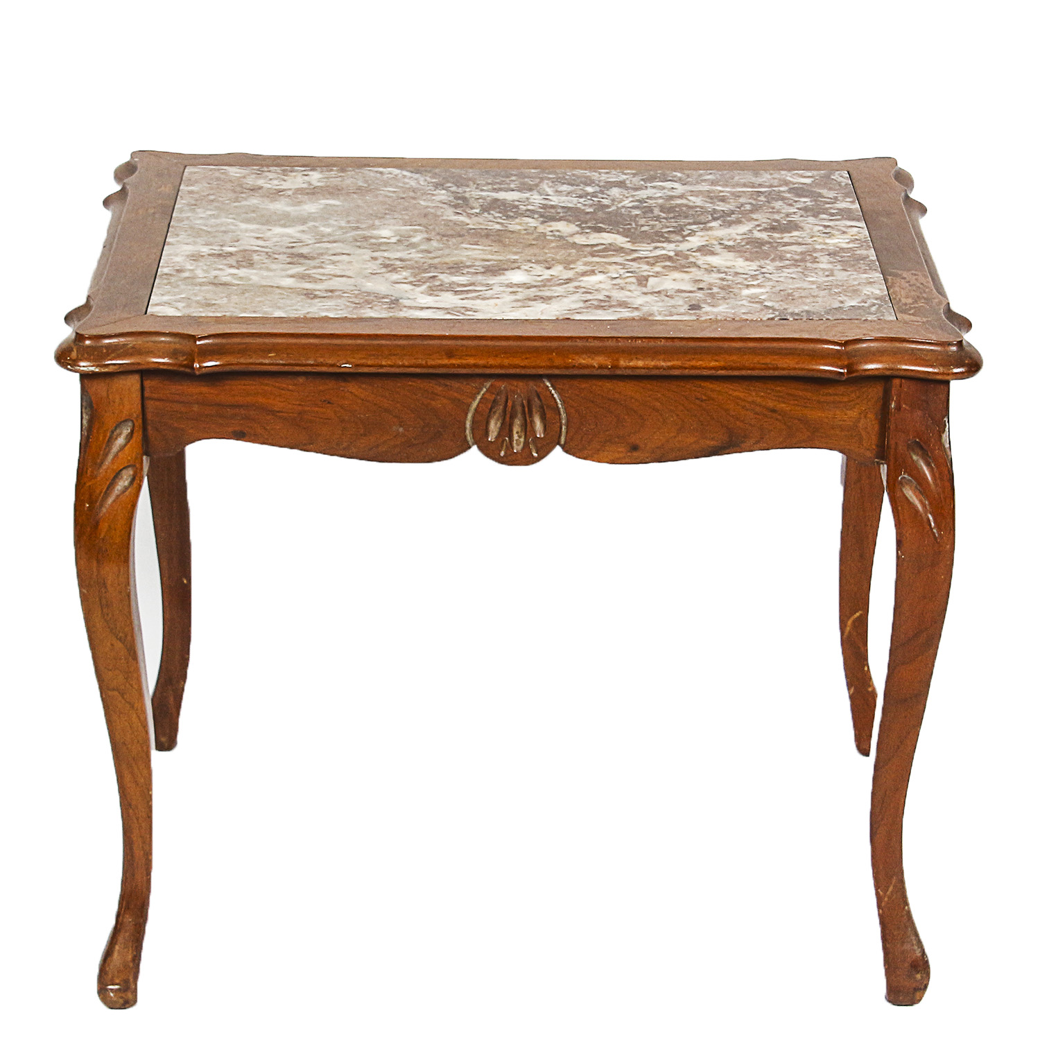 Stone Top Wooden Side Table