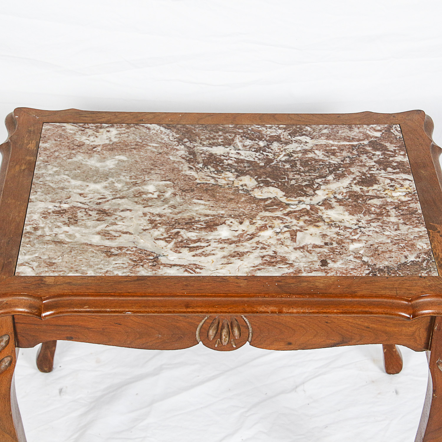 Stone Top Wooden Side Table