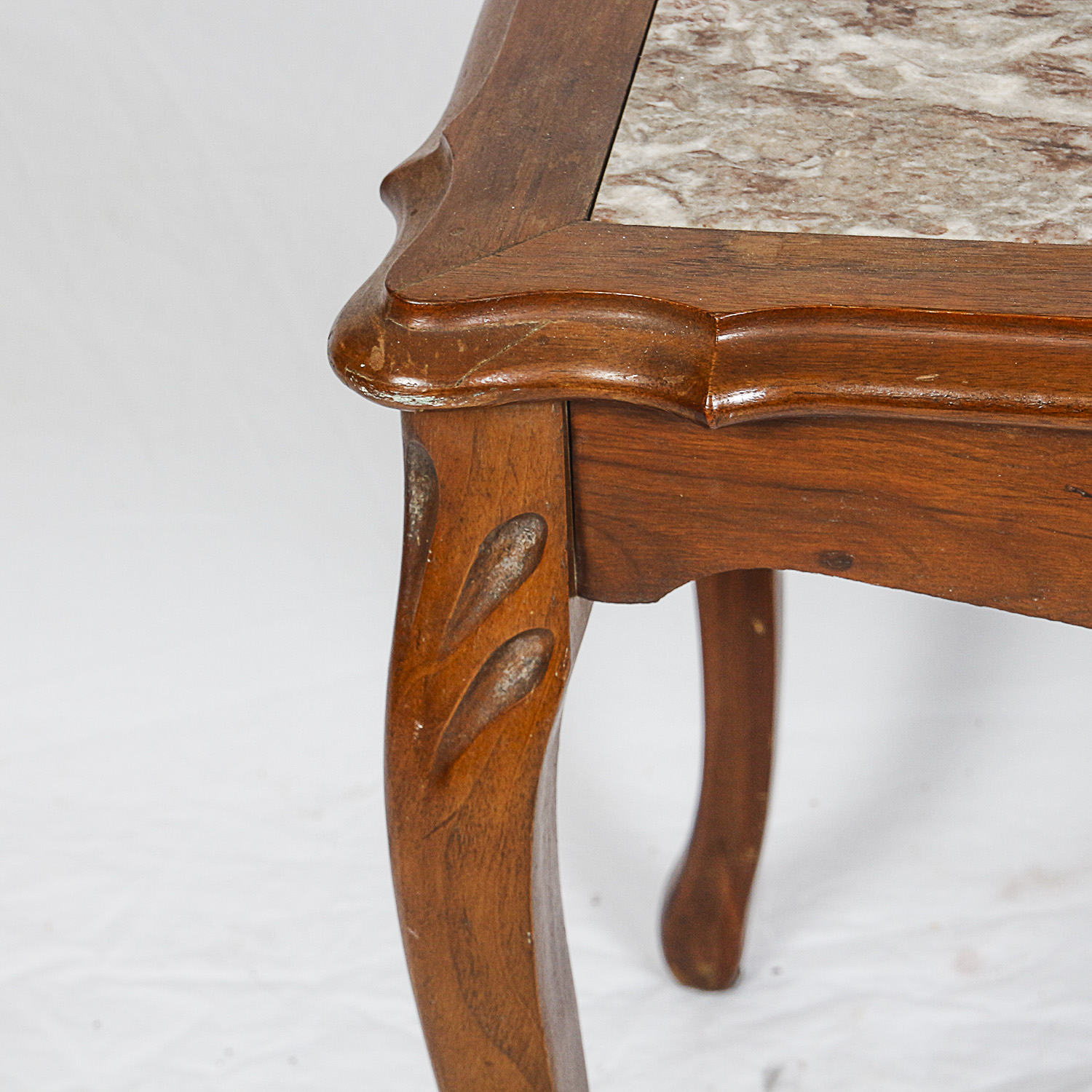 Stone Top Wooden Side Table