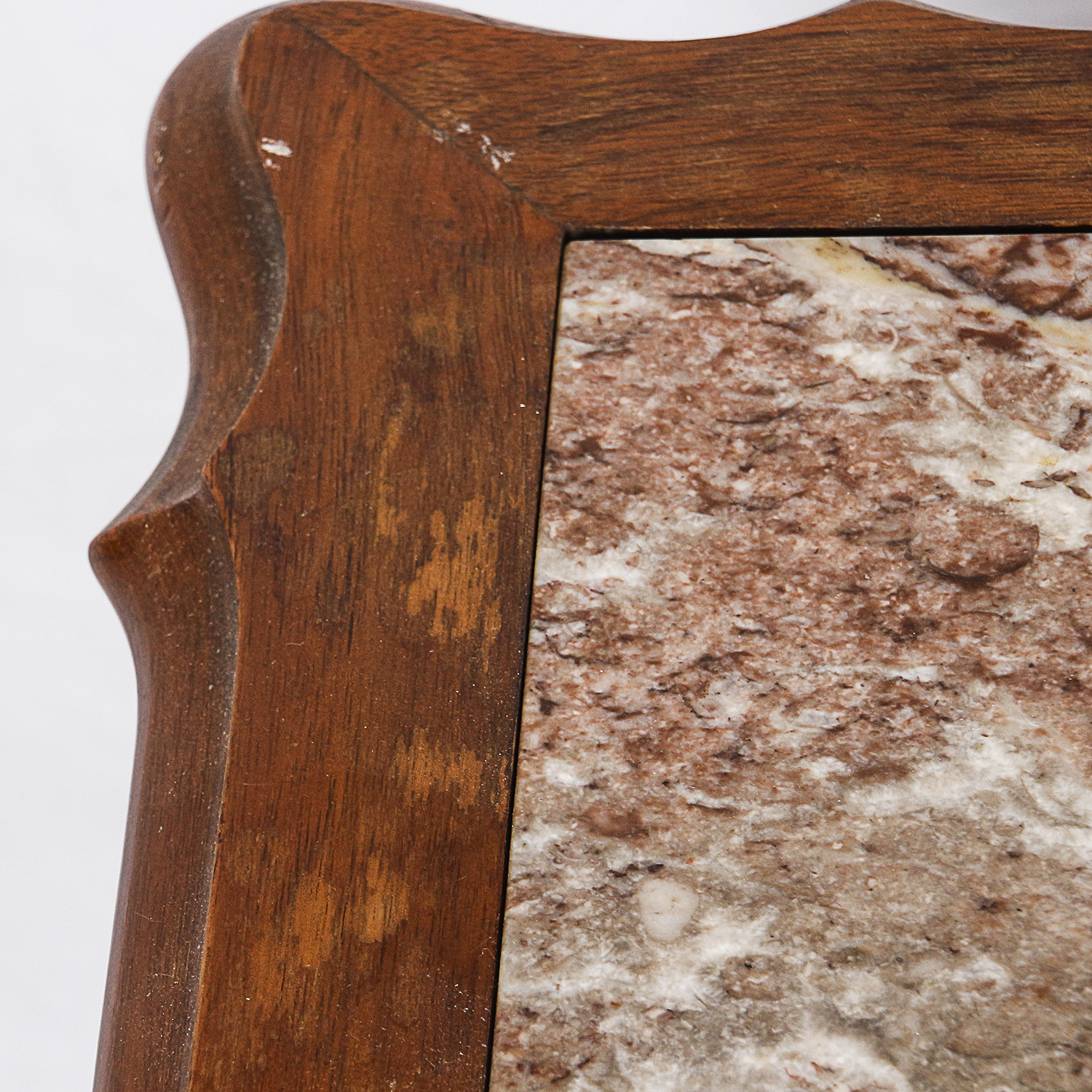 Stone Top Wooden Side Table