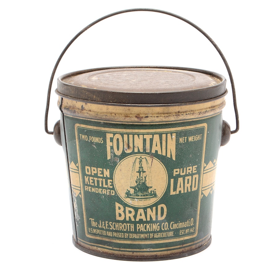 Vintage Fountain Brand "Pure Lard" Container