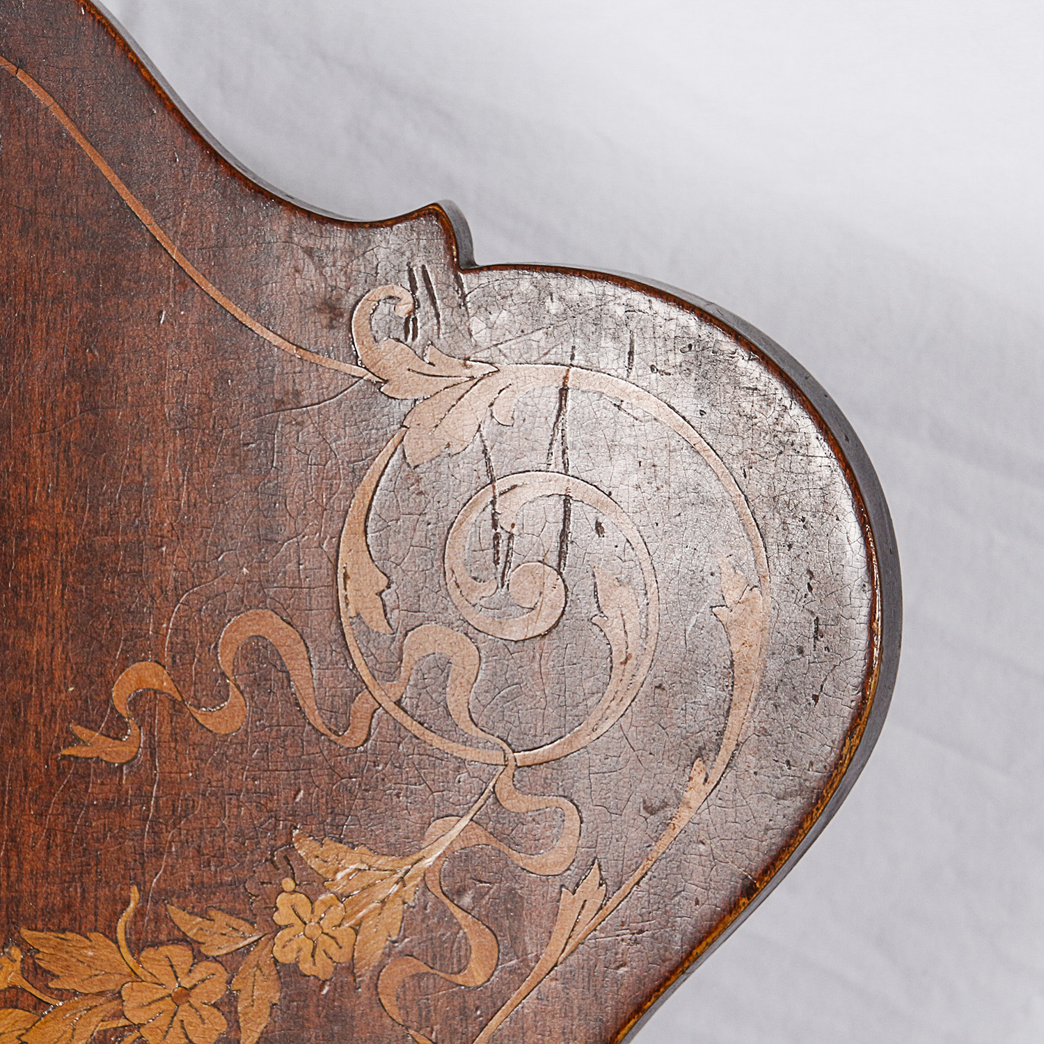 Antique Mahogany Rocking Chair with Marquetry Inlay