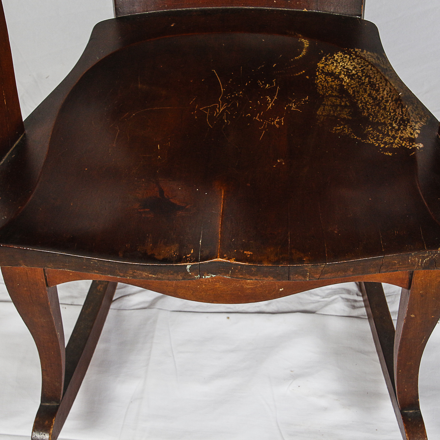 Antique Mahogany Rocking Chair with Marquetry Inlay