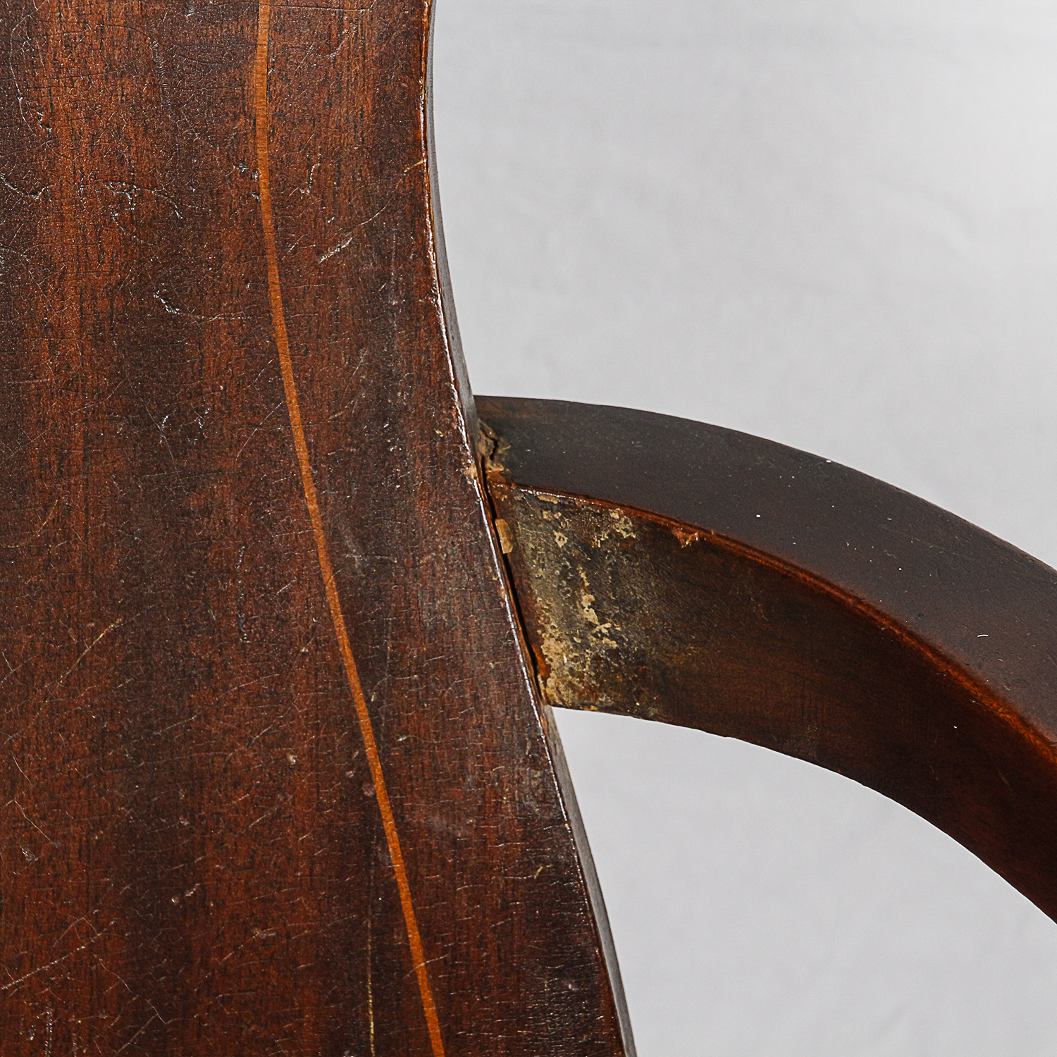 Antique Mahogany Rocking Chair with Marquetry Inlay