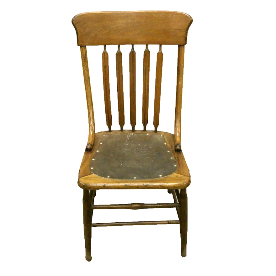 Vintage Side Chair with Leather Seat Pad