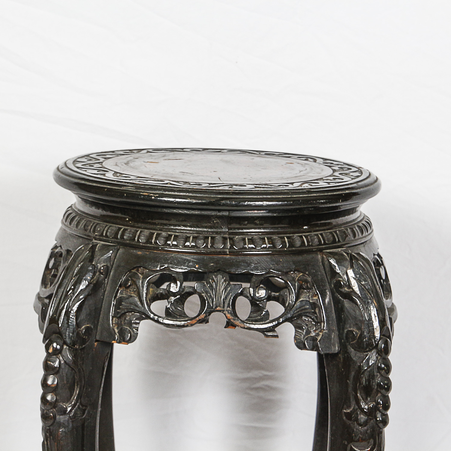 Vintage Neoclassical Style Plant Stand with Hand-Painted Top Surface