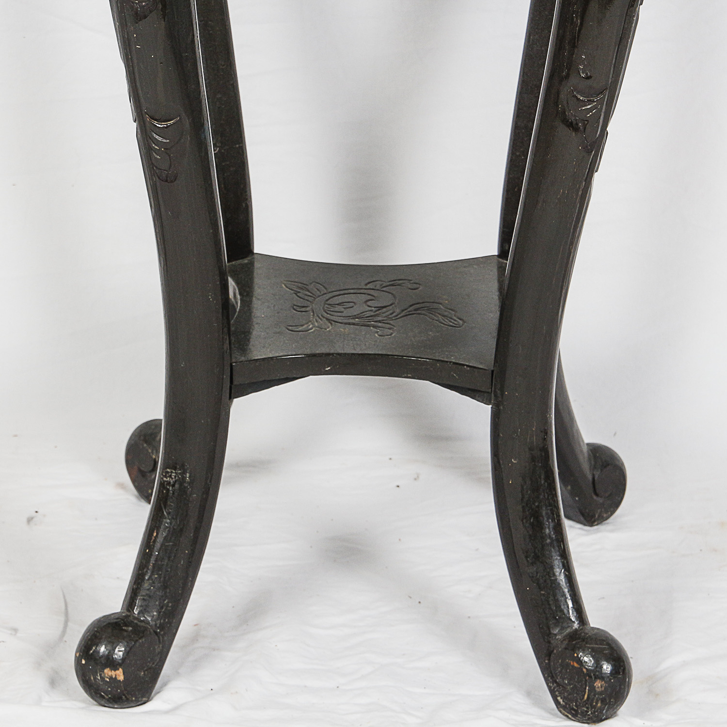 Vintage Neoclassical Style Plant Stand with Hand-Painted Top Surface