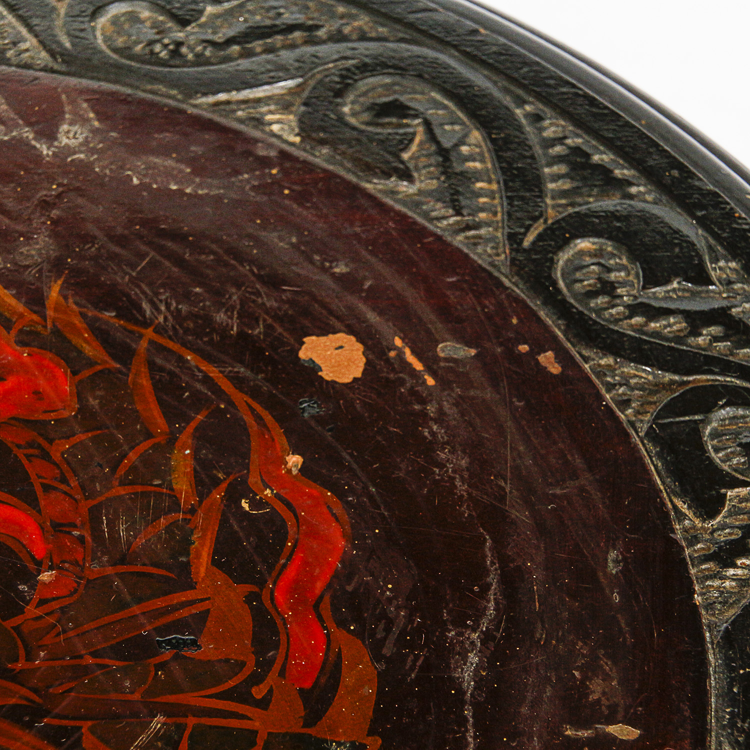 Vintage Neoclassical Style Plant Stand with Hand-Painted Top Surface