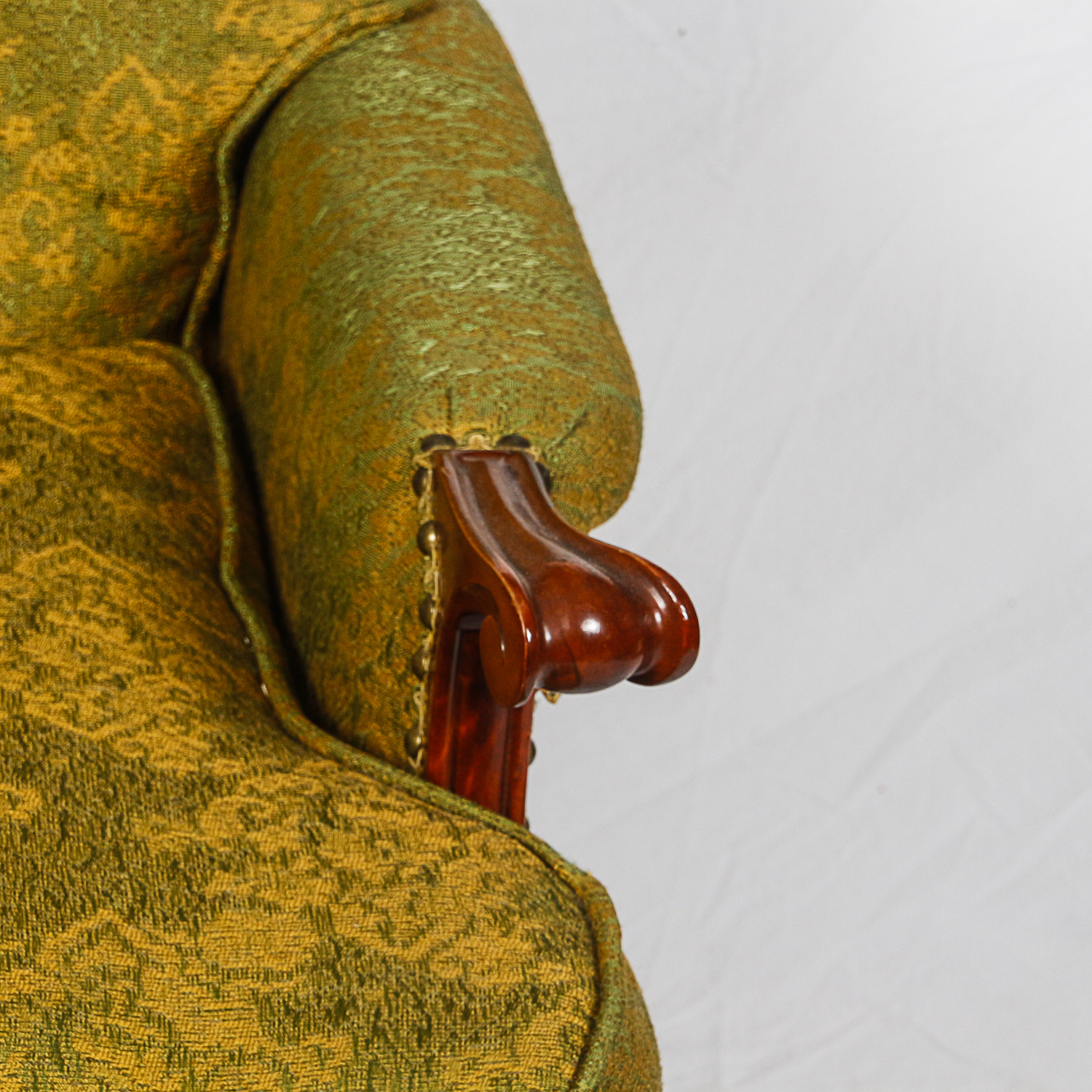 Vintage Queen Anne Style Upholstered Armchair