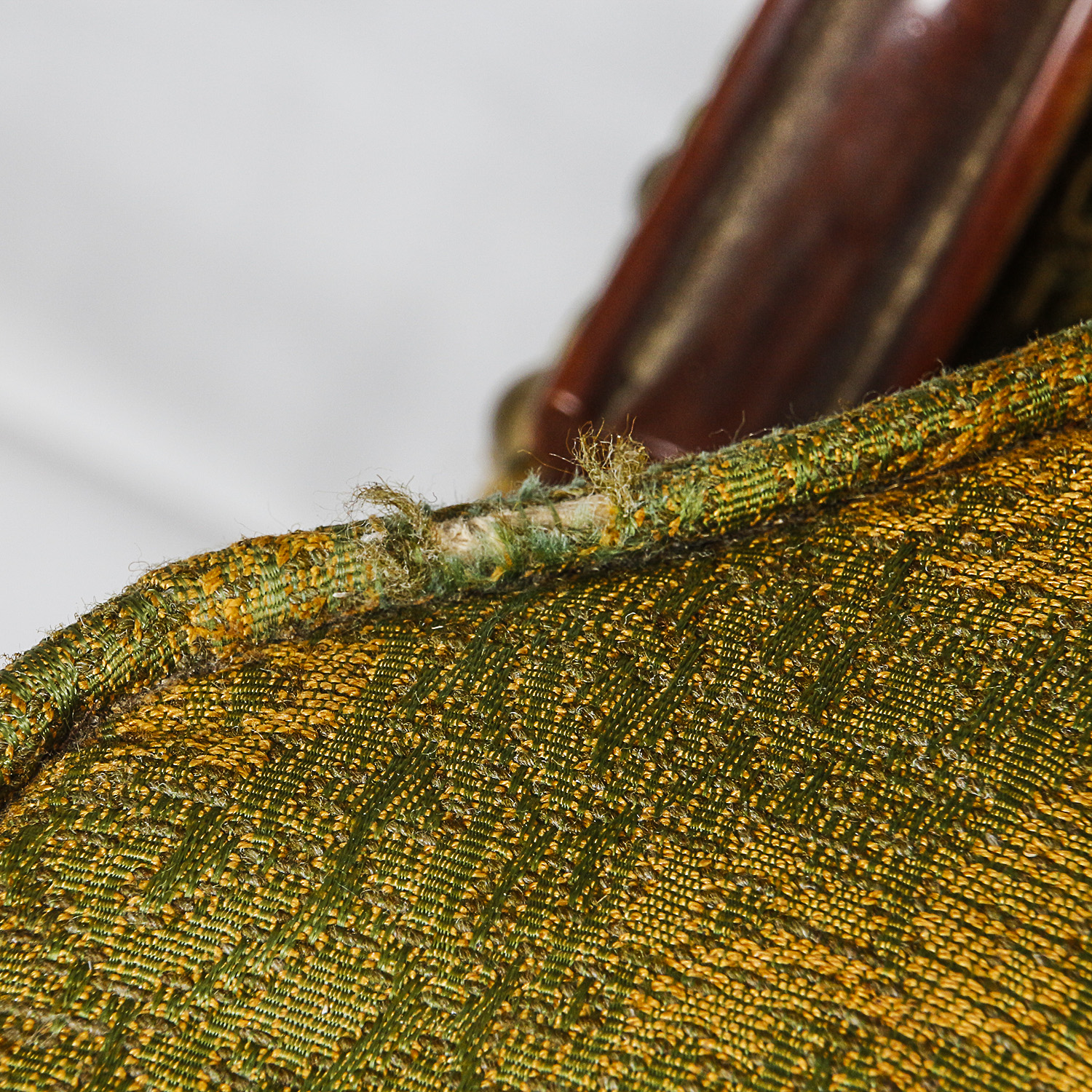 Vintage Queen Anne Style Upholstered Armchair