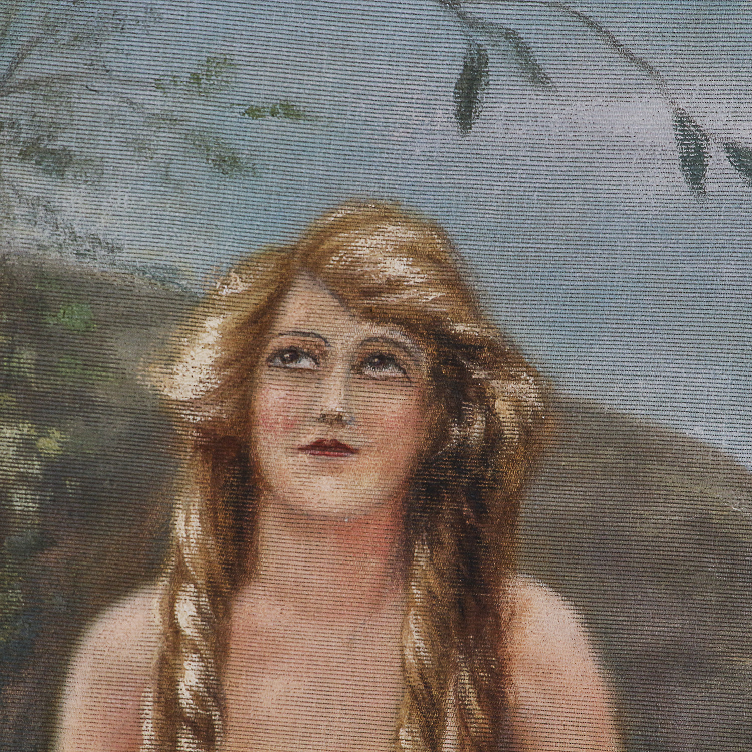 Large Oil Painting on Canvas of Nude Figure in Landscape