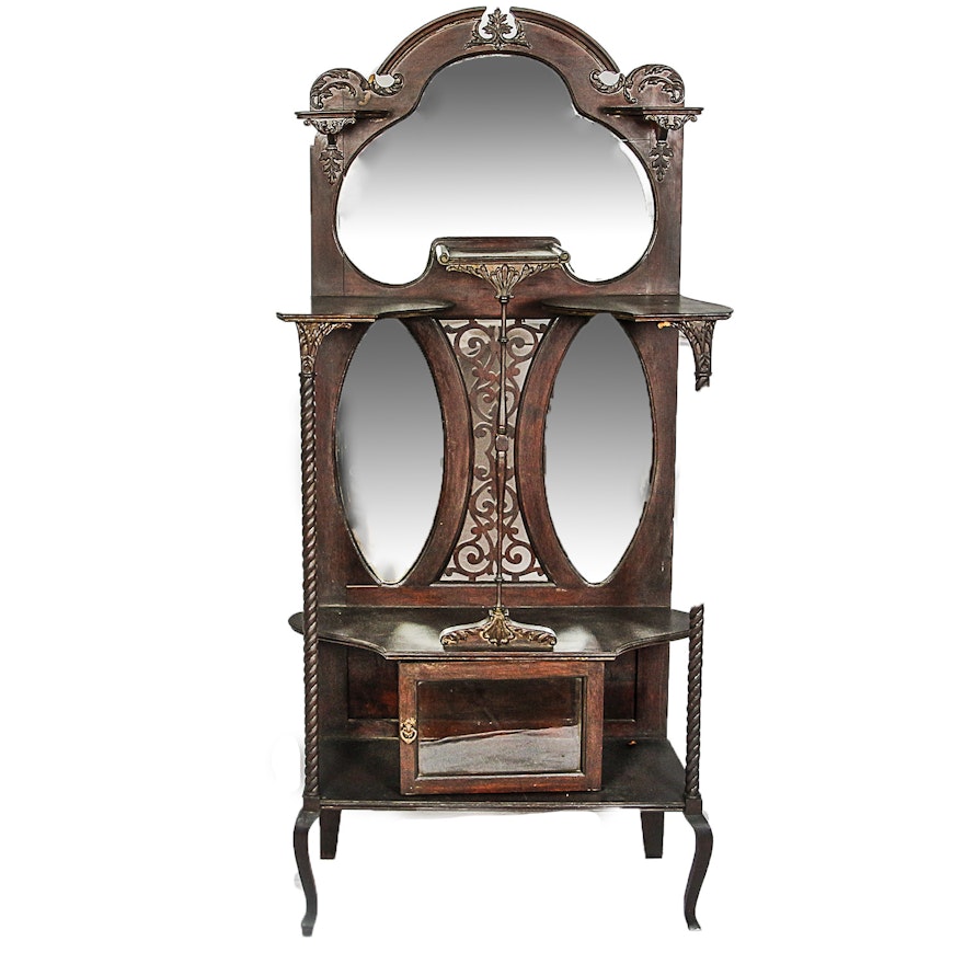Antique Victorian Mirrored Panel Étagère