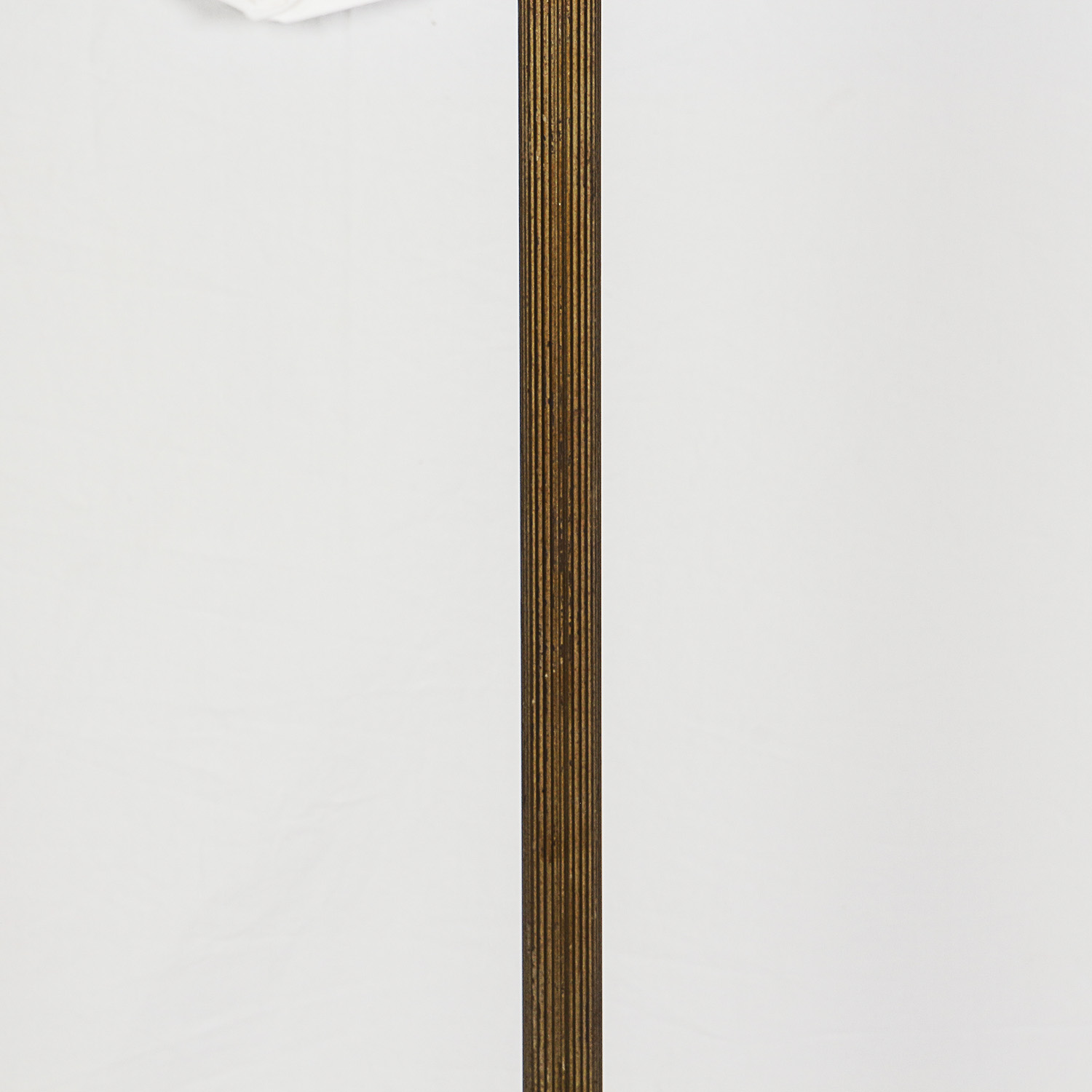 Early to Mid 20th Century Brass Tone Torchiere with Patterned Tinted Shade