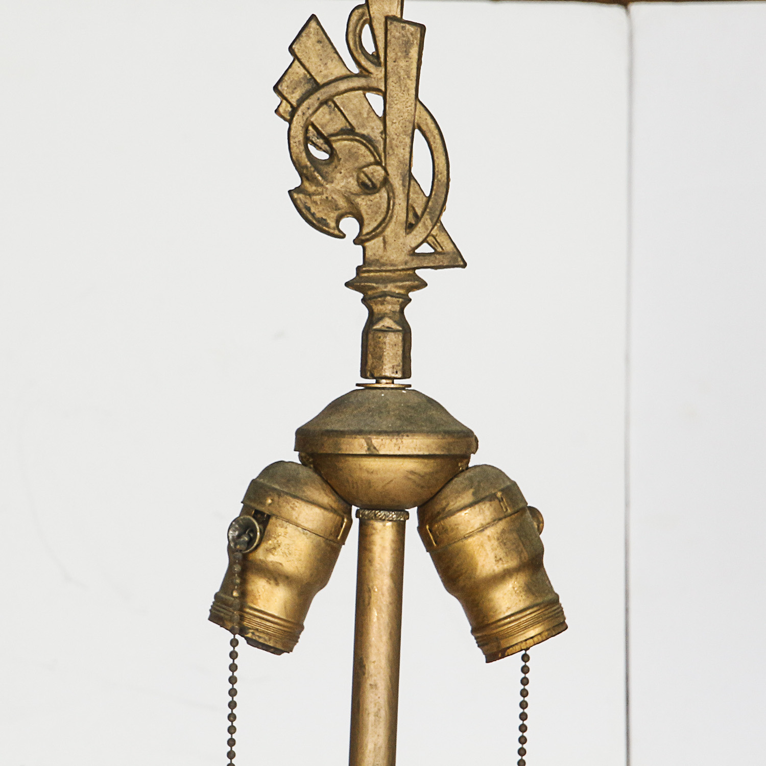 Art Deco Style Metal and Stone Floor Lamp