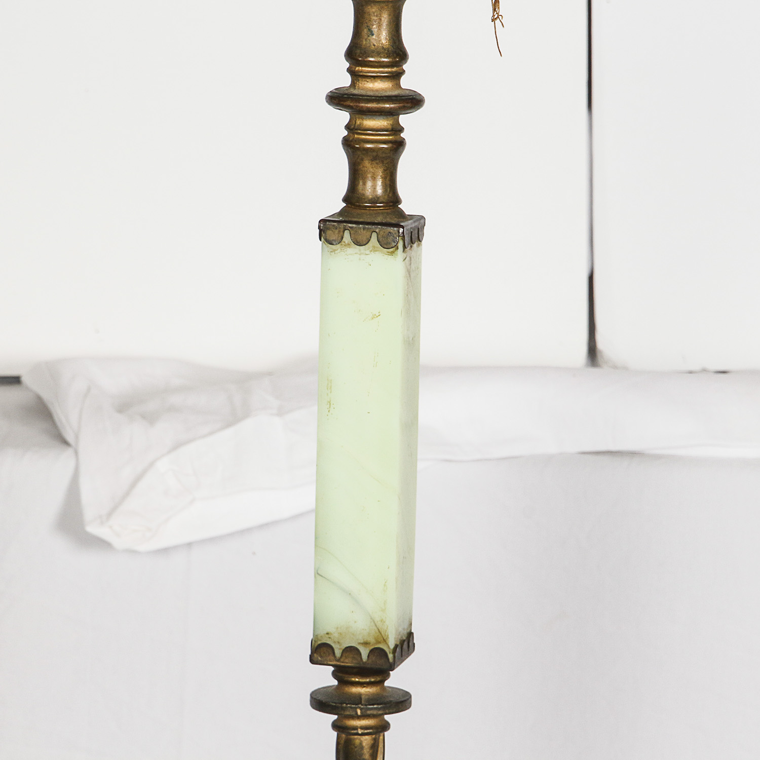 Art Deco Style Metal and Stone Floor Lamp