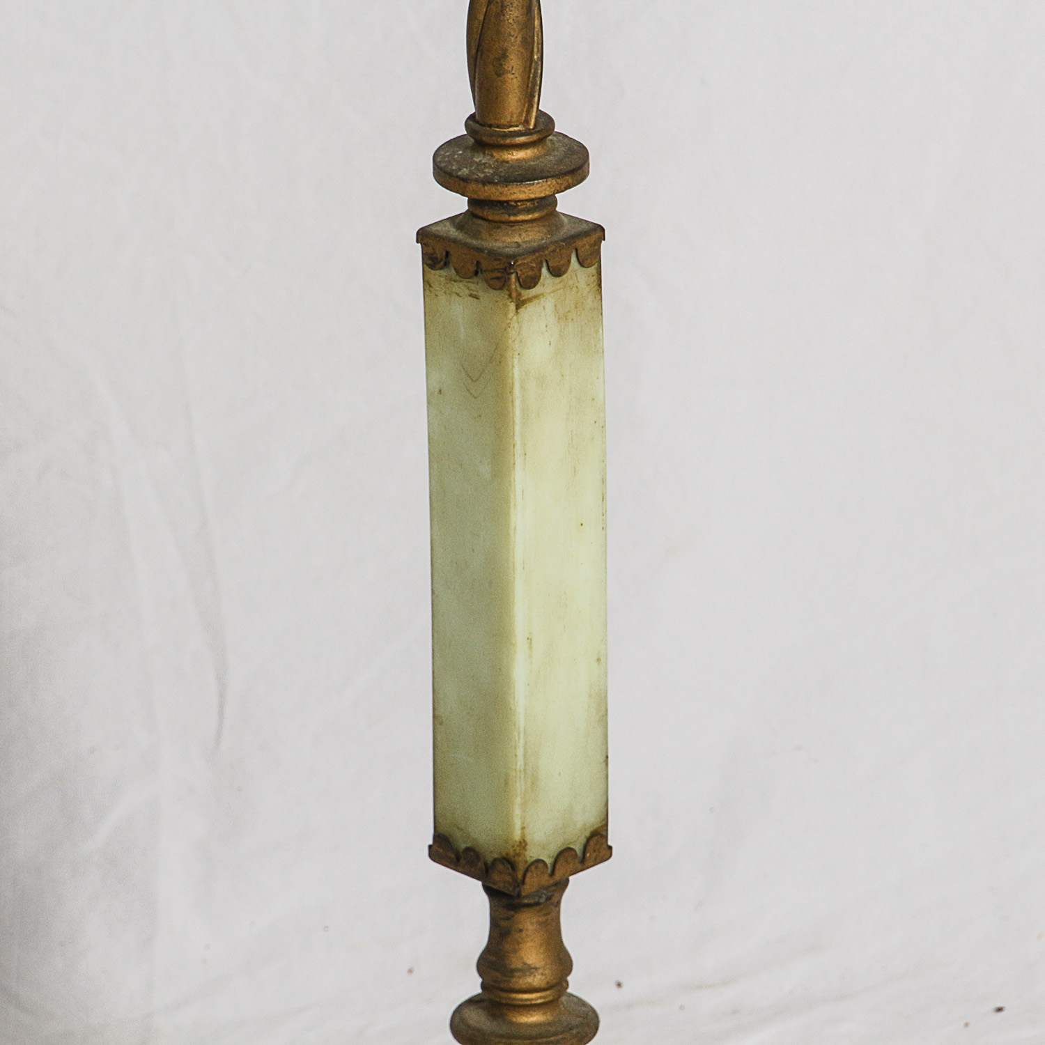 Art Deco Style Metal and Stone Floor Lamp