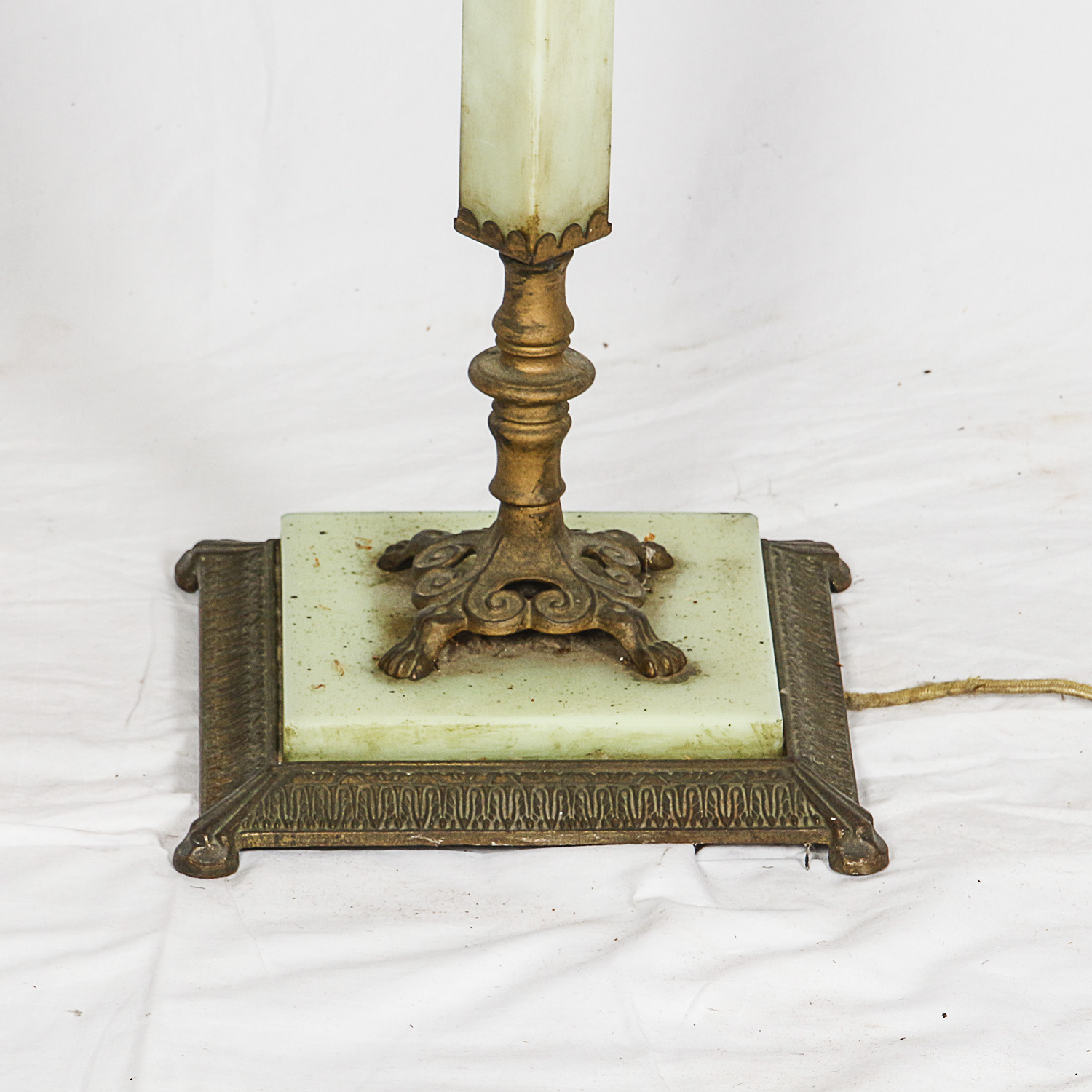 Art Deco Style Metal and Stone Floor Lamp