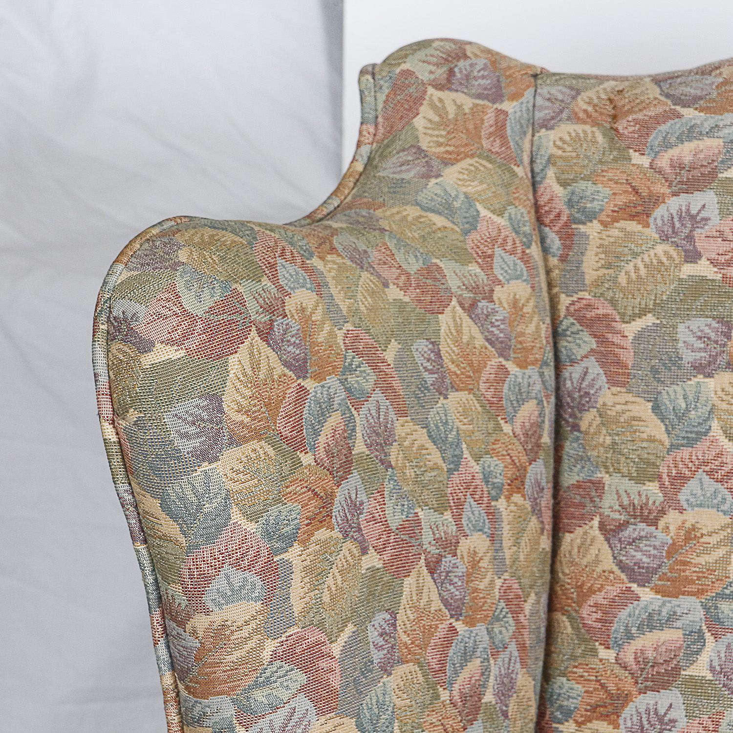 Vintage Chippendale Style Upholstered Wingback Armchair