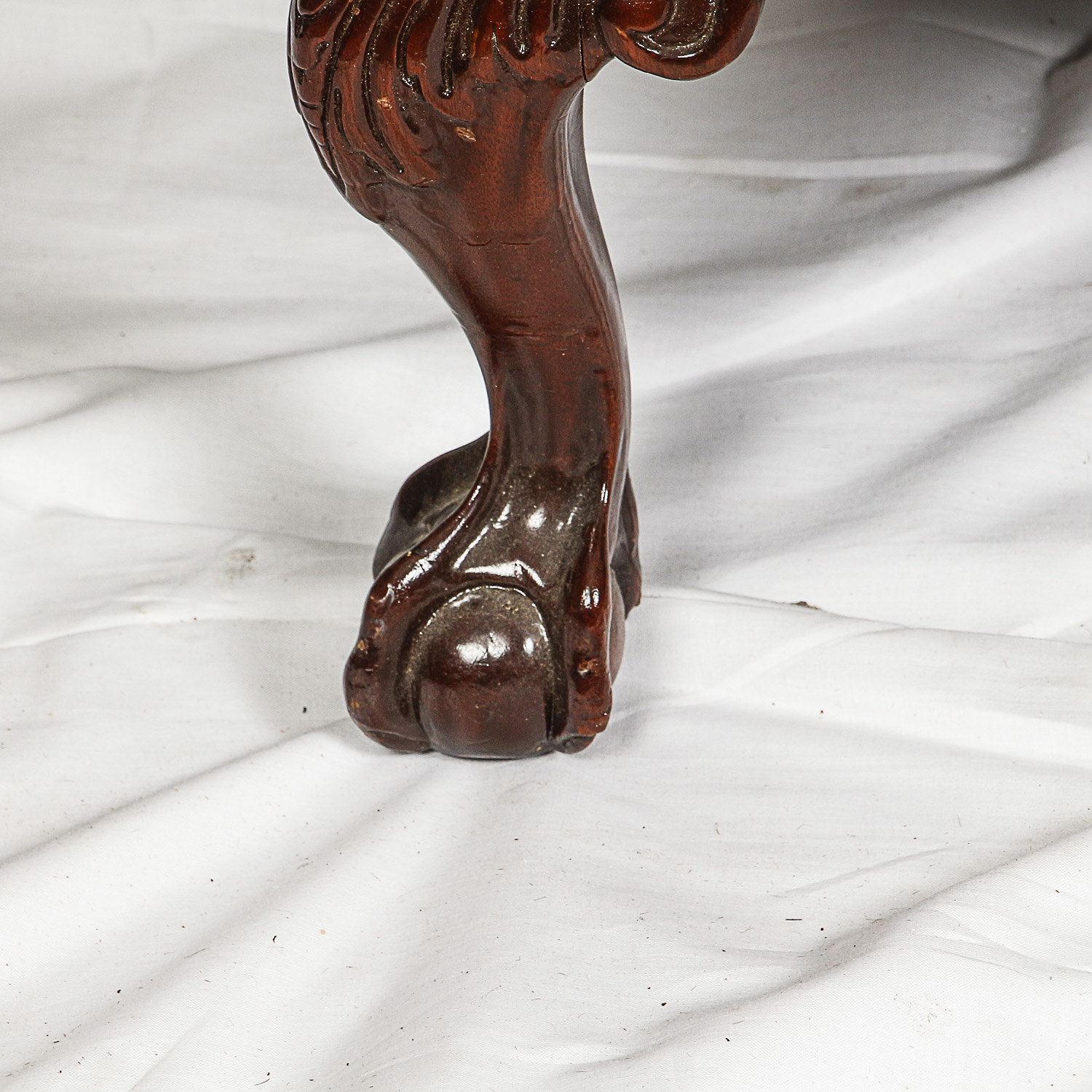 Vintage Chippendale Style Upholstered Wingback Armchair