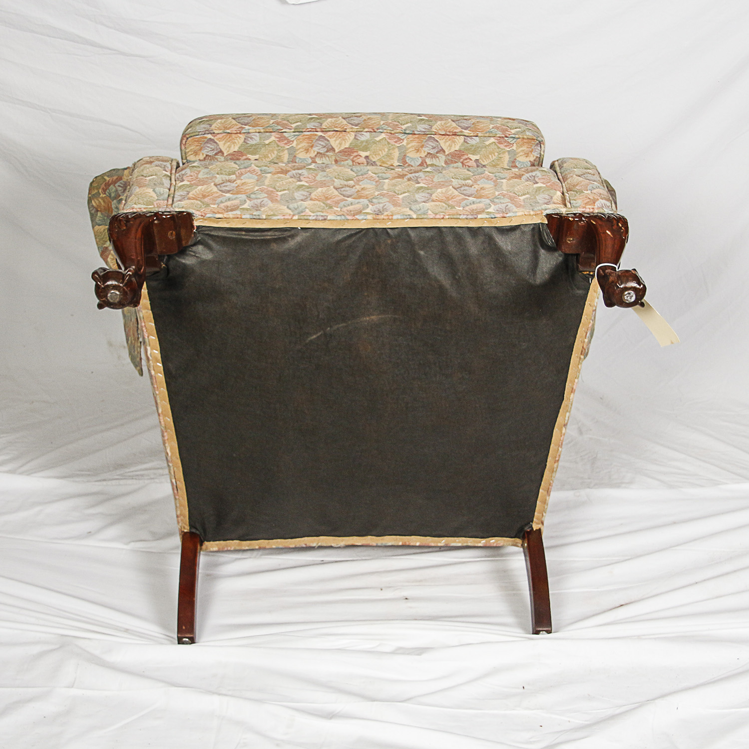 Vintage Chippendale Style Upholstered Wingback Armchair