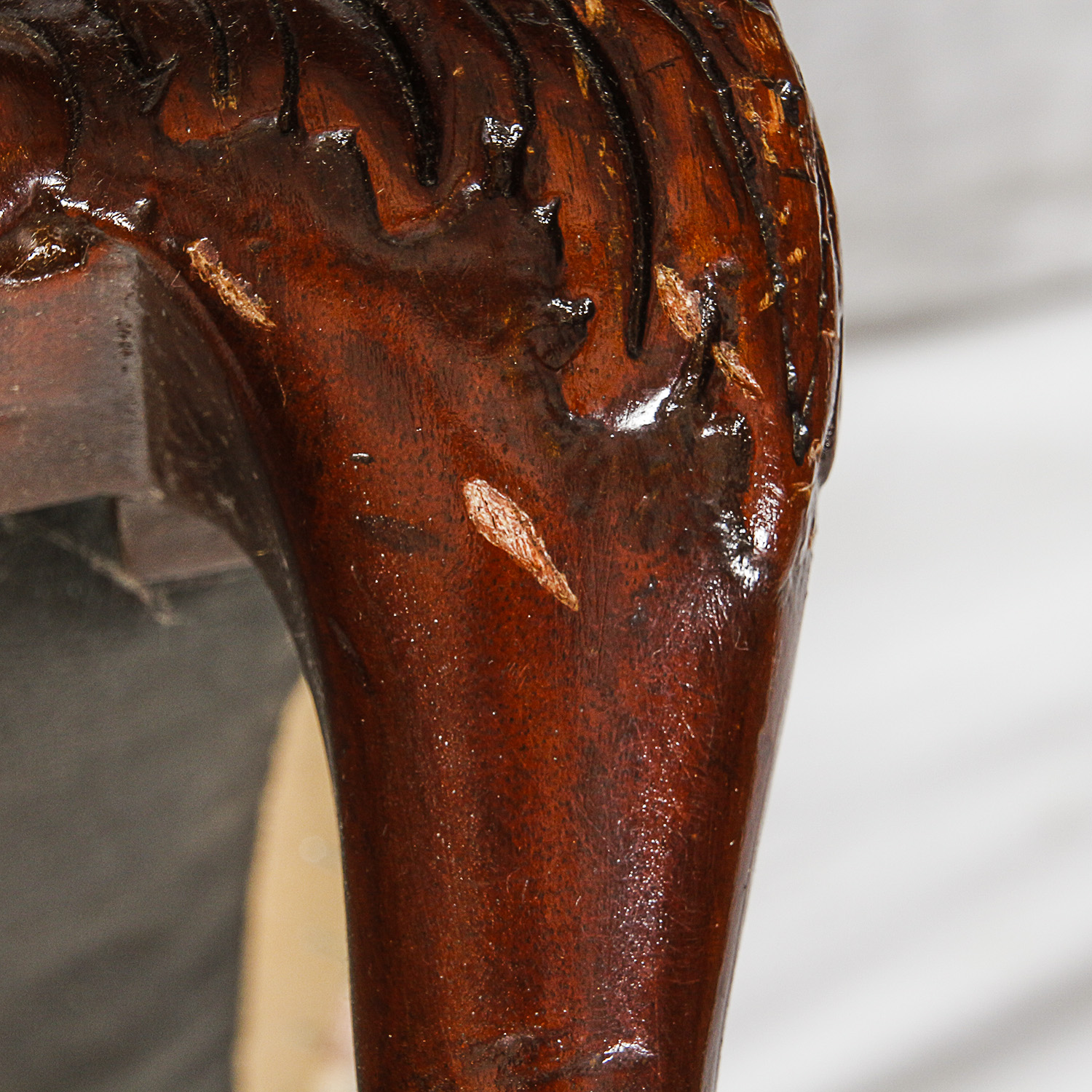 Vintage Chippendale Style Upholstered Wingback Armchair