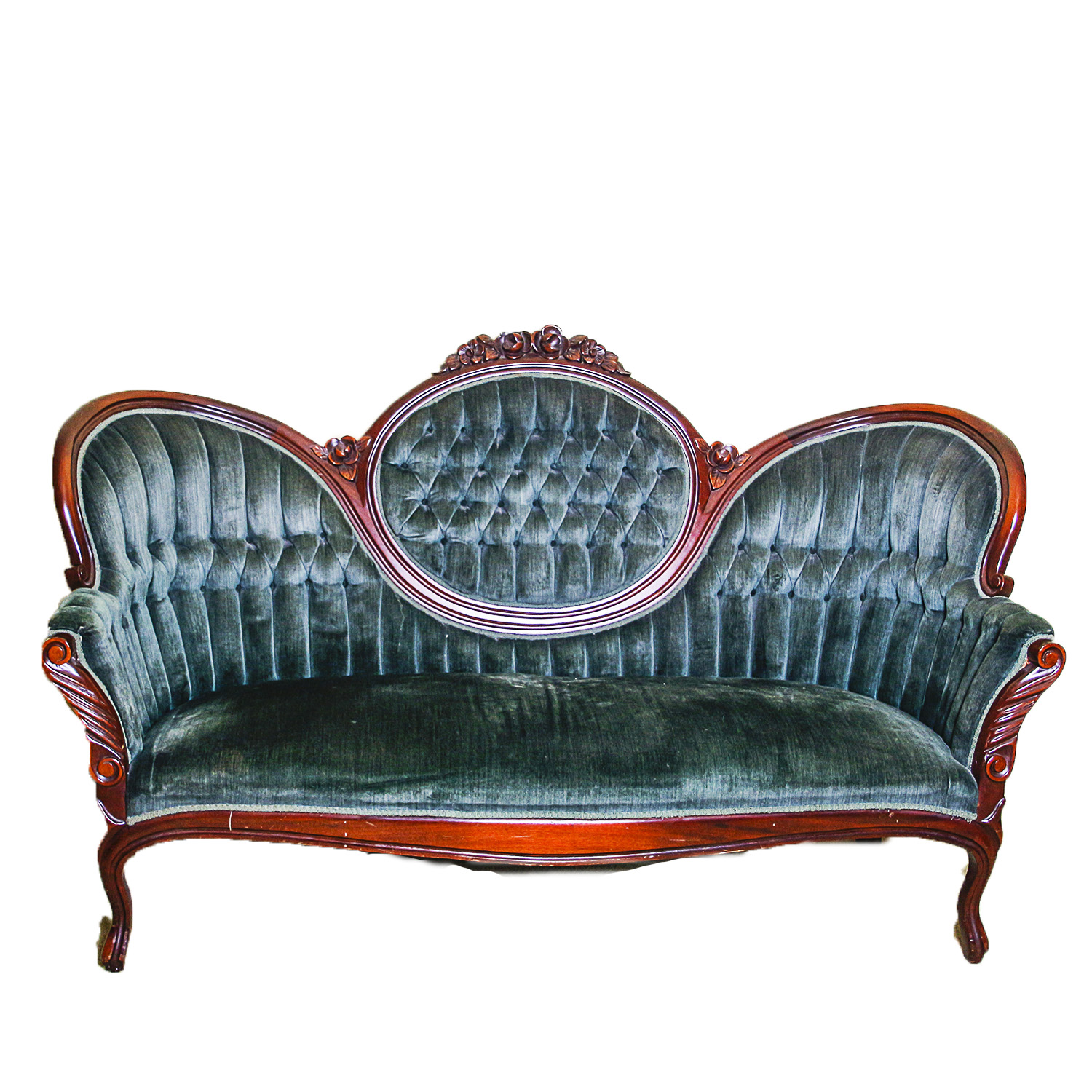 Vintage Victorian Style Upholstered Settee